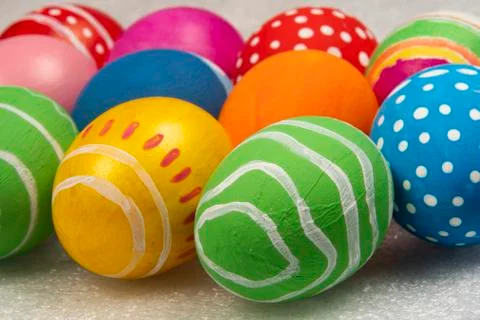 Colorful eggs symbolizing Easter Stock Photos