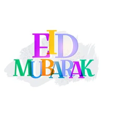 Colorful eid mubarak text abstract background Stock Illustration