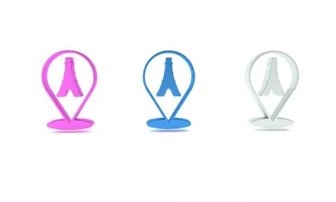 Colorful Eiffel tower icon isolated on white background. France Paris landm.. 스톡 일러스트