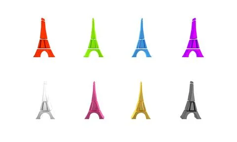 Colorful Eiffel tower icon isolated on white background. France Paris landm.. イラスト素材