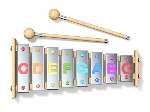 Colorful eight note, one octave xylophone 3D Colorful eight note, one octa... Stock Photos