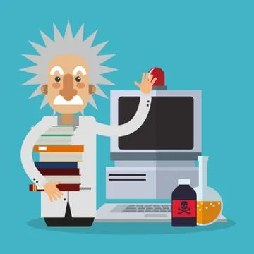 Colorful Einstein and computer design 스톡 일러스트
