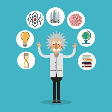 Colorful Einstein and science design Stock Illustration