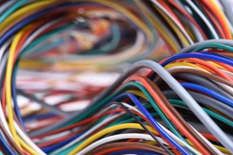 Colorful electric computer cable closeup Stock Photos