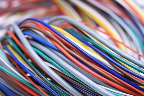 Colorful electric computer cable closeup Stock Photos