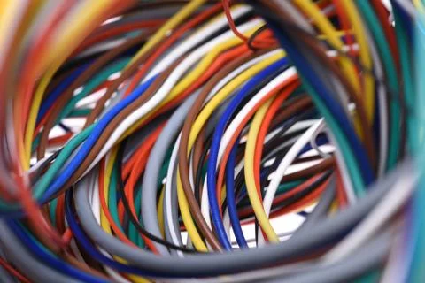 Colorful electric computer cable closeup Stock-Fotos