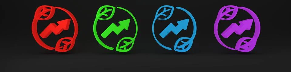 Colorful Electric saving plug in leaf icon isolated on black background. Sa.. Stock Illustration