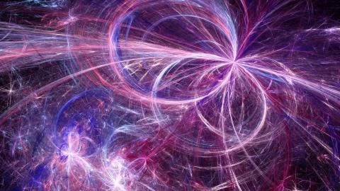 Colorful electromagnetic plasma fields in space Illustrazione stock