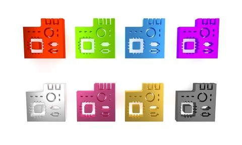Colorful Electronic computer components motherboard digital chip integrated.. Stock Illustration