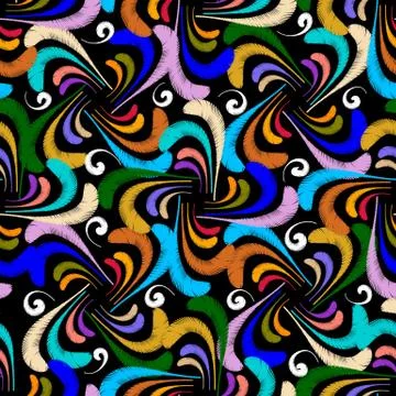 Colorful embroidery seamless pattern イラスト素材