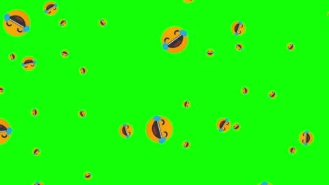 Colorful emoji faces falling down green screen background animation with Stock Footage 340940693