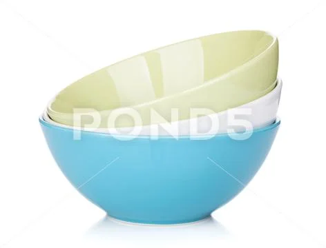 Colorful empty bowls Stock Photos