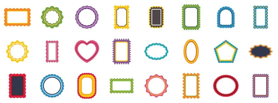 Colorful empty picture frames with various shapes providing decorative option Stock Illustration