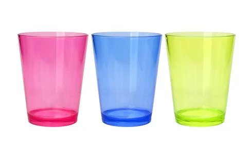 Colorful empty plastic cups Stock Photos
