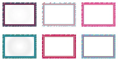 Colorful empty striped frame set on white background. Vector illustration Stock Illustration