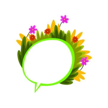 Colorful empty thought bubble with flowers and with summer plants vector Illustrazione stock