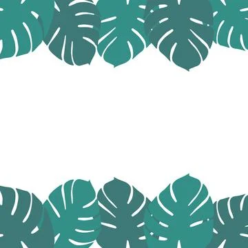 Colorful endless frame in trendy muted colors with hand drawn exotic monstera 스톡 일러스트
