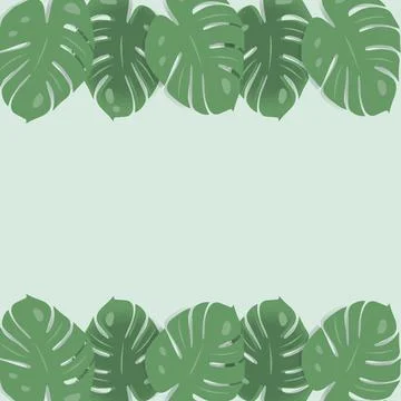 Colorful endless frame in trendy muted colors with hand drawn elements monstera Stock Illustration