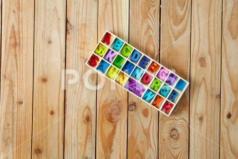 Colorful English letters in the wood boxes for decoration wording as a new ye Stock Photos