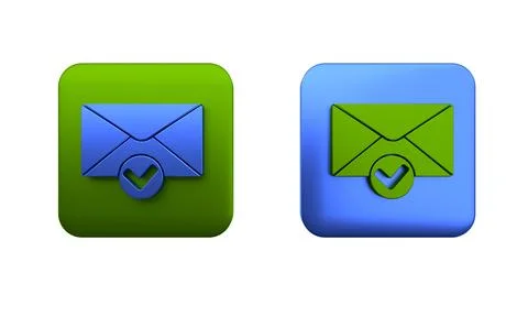 Colorful Envelope and check mark icon isolated on white background. Success.. Stock Illustration