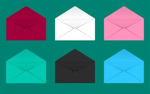 Colorful envelope set on the green background Stock Illustration