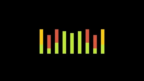 Colorful equalizer bars pulse in sync with music on dark background Stock Footage 317301176