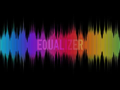 Colorful equalizer on dark background. Rainbow waves. Color music concept Stock Illustration