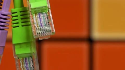 Colorful ethernet network cables close-up concept Stock Footage 347644224
