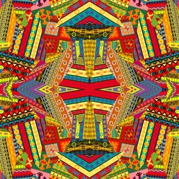 Colorful ethnic patchwork design Stock Illustration