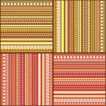 Colorful ethnic seamless pattern design set Stock Illustration