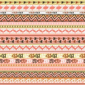 Colorful ethnic triangle seamless pattern design with strips Stock Illustration