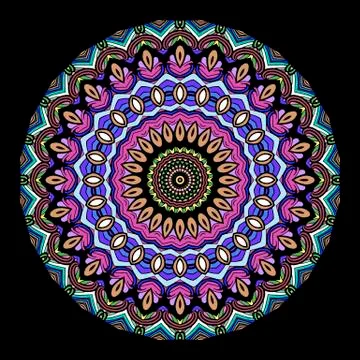 Colorful ethnic vector mandala pattern. Ornamental abstract folk background Illustrazione stock