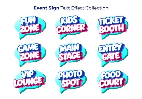 Colorful Event Text Effect Collection for Festival Directional Displays Stock Illustration