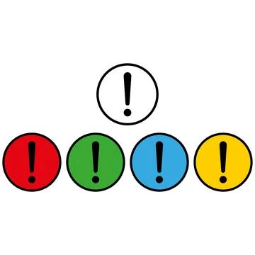 Colorful exclamation mark circle icon set in different colors Stock Illustration