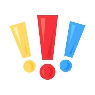 Colorful exclamation marks flat illustration representing attention イラスト素材