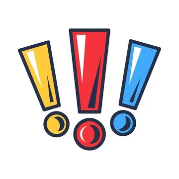 Colorful exclamation marks flat illustration representing attention 스톡 일러스트