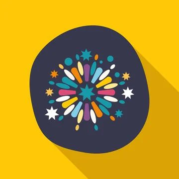 Colorful exploding fireworks celebrating festive party event icon Stock Illustration