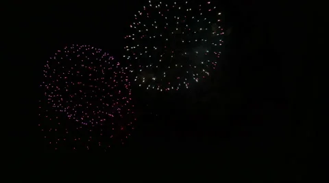 Colorful exploding fireworks over the lake. Stock Footage 61679723