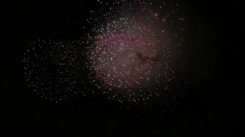 Colorful exploding fireworks over the lake. Stock Footage 61679724