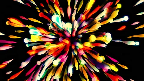 Colorful explosion of abstract balls. Motion. Beautiful explosion of 3d long Video stock 197081959