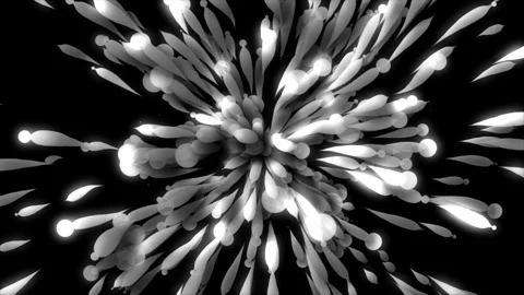 Colorful explosion of abstract balls. Motion. Beautiful explosion of 3d long Video stock 197439897