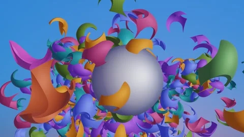Colorful Explosion of Dynamic 3D Abstract Sphere 库存影片 340563724
