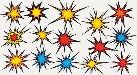 Colorful explosion effects icons Stock Illustration