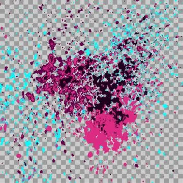 Colorful explosion of paint splatter. Isolated on transparent gray background イラスト素材