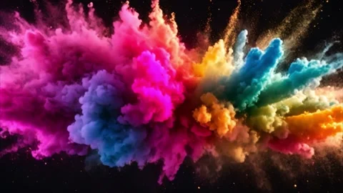 Colorful Explosion of Powder Stock Footage 284572593