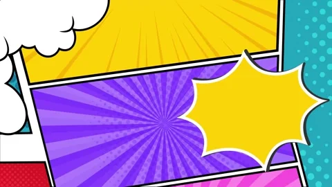 Colorful explosive graphic elements in a vibrant comic style background seamless Stock Footage 293263950