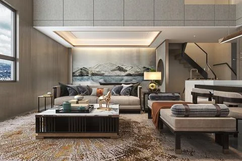 Colorful Expression Create Into Your Living With Wall Painting, Cozy and Cl.. Stock-Illustration