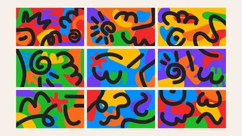 Colorful expressive scribble background Set Stock Illustration
