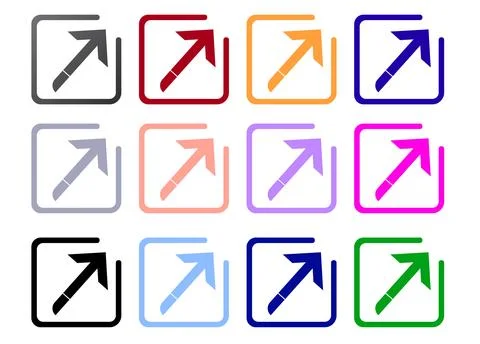 Colorful External Link Arrow Icon Set In Multiple Colors For UI, Web, Apps .. 스톡 일러스트
