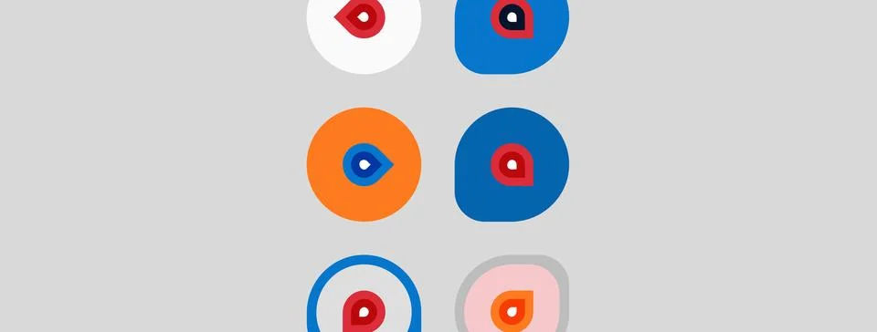Colorful eyes pattern. Simple shapes, red pupils, varied backgrounds. Minim.. Stock Illustration
